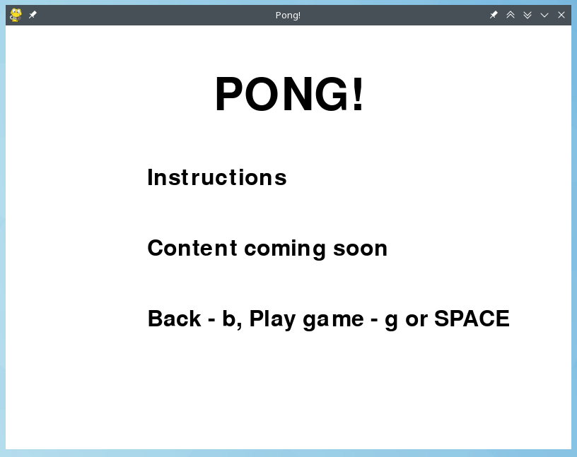 Pygame Pong instructions